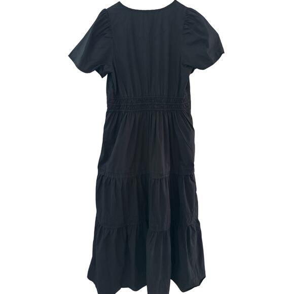 Anthropologie Maeve Poplin Cotton Somerset Maxi Dress Black Size Large - Picture 10 of 11